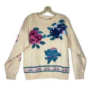 vintage floral granny sweater 80s